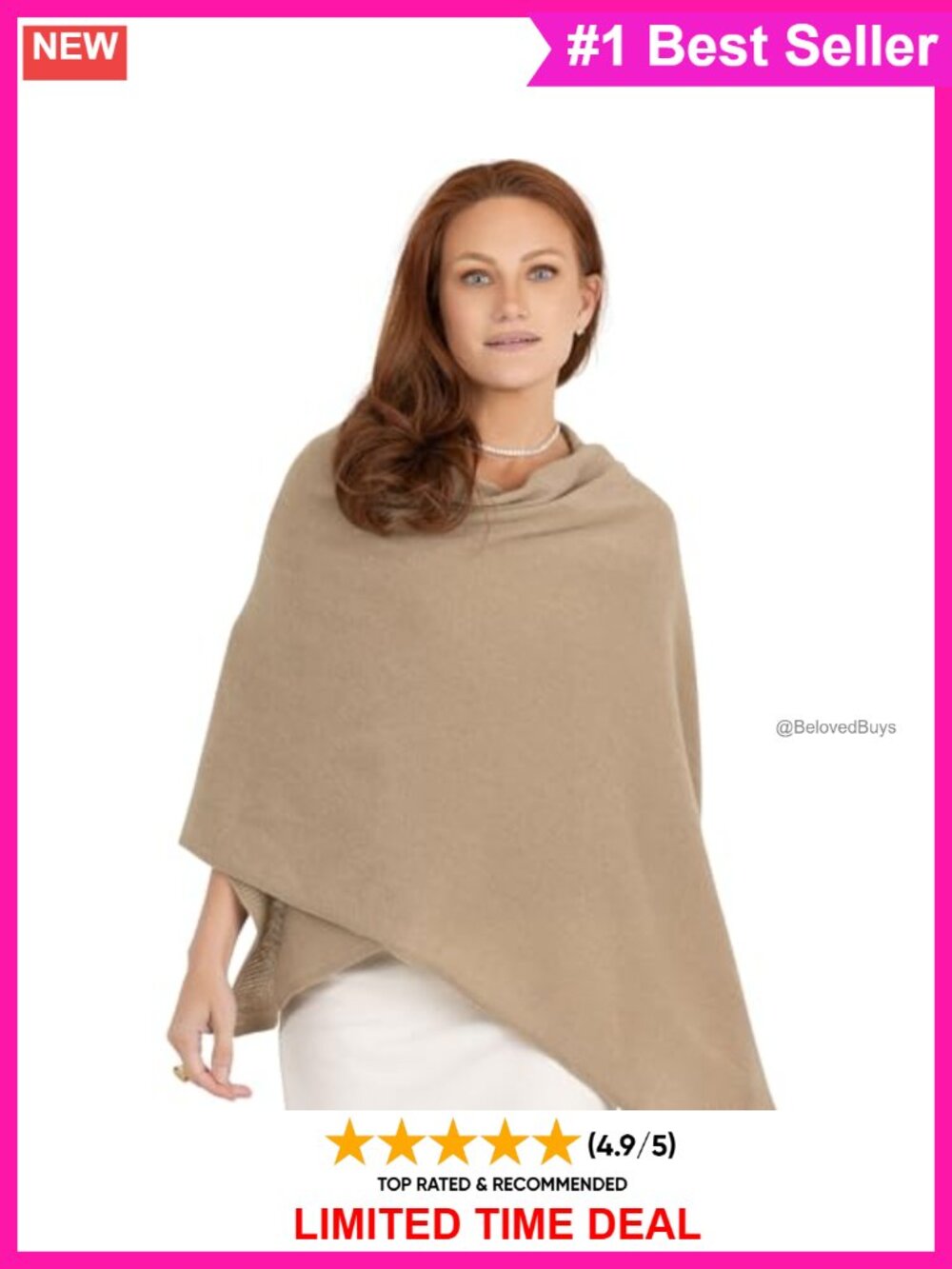 100% Cashmere Wrap Scarf Knitted Shawl Fringe Travel Accessory